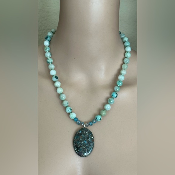 22 inch Chrysocolla gemstone bead necklace NWOT - Picture 12 of 13